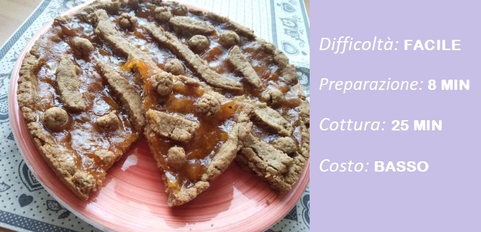 crostata frolla integrale con confettura di albicocche